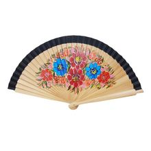 Cargar imagen en el visor de la galería, Abanico chiapaneco de madera, con flores pintadas a mano