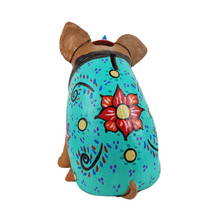 Cargar imagen en el visor de la galería, Alcancía de cerdito con máscara, tamaño grande elaborado en barro policromado frío