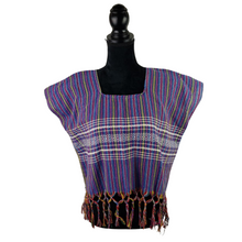 Cargar imagen en el visor de la galería, Blusa rayada, prenda fresca de algodón hecha en telar de pedal