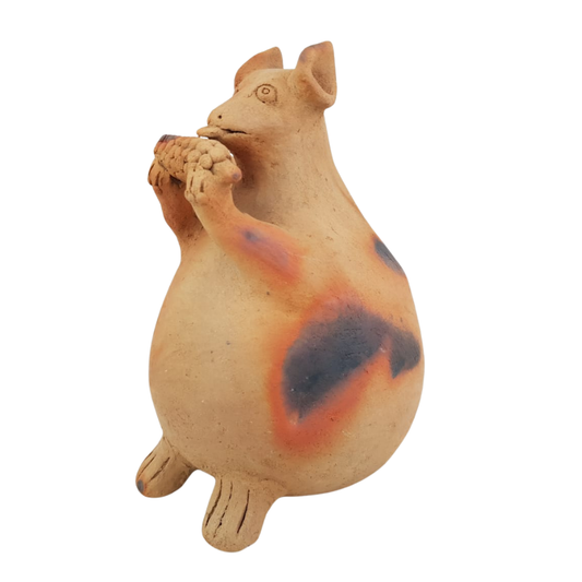 Maceta con forma de Tlacuache de alfarería prehispánica