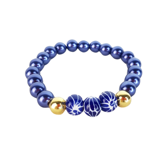 Pulsera de cerámica, decorada con técnica talavera