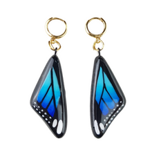 Cargar imagen en el visor de la galería, Juego de bisutería de barro policromado con forma de mariposa monarca, y azul