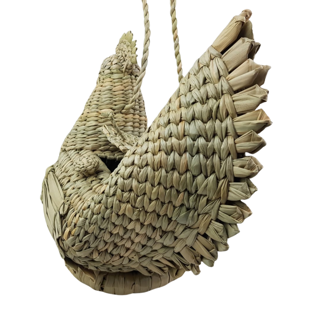 Bolsa gallina tejida a mano con fibra natural de chuspata