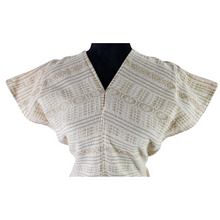 Cargar imagen en el visor de la galería, Vestido Quetzally unitalla, de manta con textil de telar, elaborado en Mitla, Oaxaca