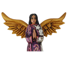 Cargar imagen en el visor de la galería, Angelito mini de madera decorado con milagritos