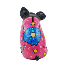 Cargar imagen en el visor de la galería, Alcancía de cerdito con máscara, tamaño grande elaborado en barro policromado frío