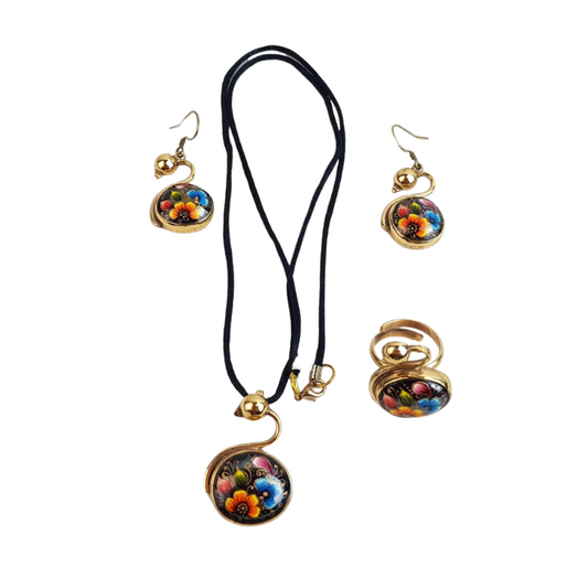 Juego de bisuteria de piedra con laca perfilada