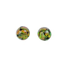 Cargar imagen en el visor de la galería, Arete gota de obsidiana con encapsulado de opalo mexicano