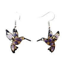 Cargar imagen en el visor de la galería, Arete colibrí de cobre, laqueado a mano