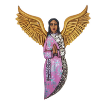 Cargar imagen en el visor de la galería, Angelito de madera decorado con milagritos