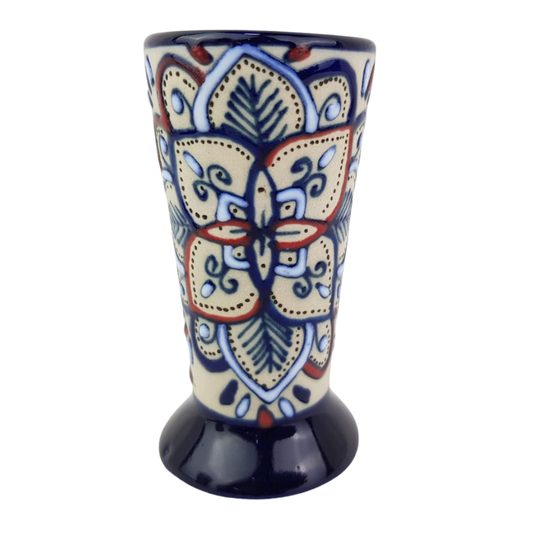 Tequilero grande de cerámica Servín decorado a mano con mandalas