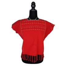 Cargar imagen en el visor de la galería, Blusa chiapaneca mediana decorada con nuditos al pecho