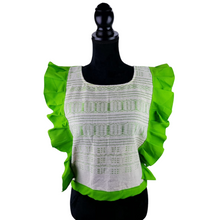 Cargar imagen en el visor de la galería, Blusa de manta con olán, y telar de pedal, sin espalda