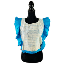 Cargar imagen en el visor de la galería, Blusa de manta con olán, y telar de pedal, sin espalda