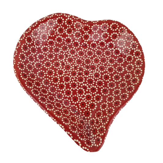 Taza corazón con plato de barro capulineado