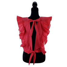 Cargar imagen en el visor de la galería, Blusa de manta con olán, y telar de pedal, sin espalda