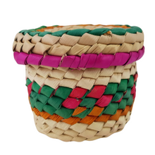 Cargar imagen en el visor de la galería, Caja de cilíndrica de palma, de colores