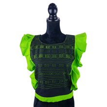 Cargar imagen en el visor de la galería, Blusa de manta con olán, y telar de pedal, sin espalda