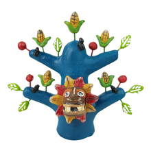 Cargar imagen en el visor de la galería, Árbol de la vida con cara de Quetzalcóatl, elaborado con la técnica de barro policromado