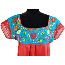 Cargar imagen en el visor de la galería, Blusa fresca tradicional de San Gabriel Chilac de manga corta