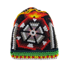 Cargar imagen en el visor de la galería, Cabeza de jaguar mini hecha de papel maché con motivos Wixárika