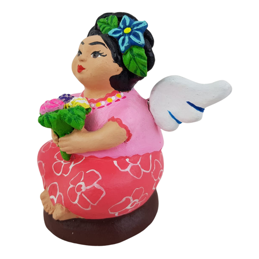 Ángeles de barro policromado