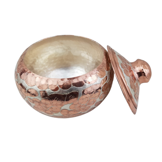 Alhajero de cobre martillado con acabado en plata