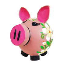 Cargar imagen en el visor de la galería, Cerditos alcancía de papel maché, pintados a mano