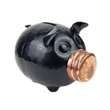 Cargar imagen en el visor de la galería, Alcancía de cobre en forma de puerquito decorada a mano