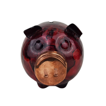 Cargar imagen en el visor de la galería, Alcancía de cobre en forma de puerquito decorada a mano