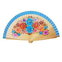 Cargar imagen en el visor de la galería, Abanico chiapaneco de madera, con flores pintadas a mano