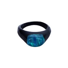Cargar imagen en el visor de la galería, Anillo de obsidiana con encapsulado de opalo mexicano