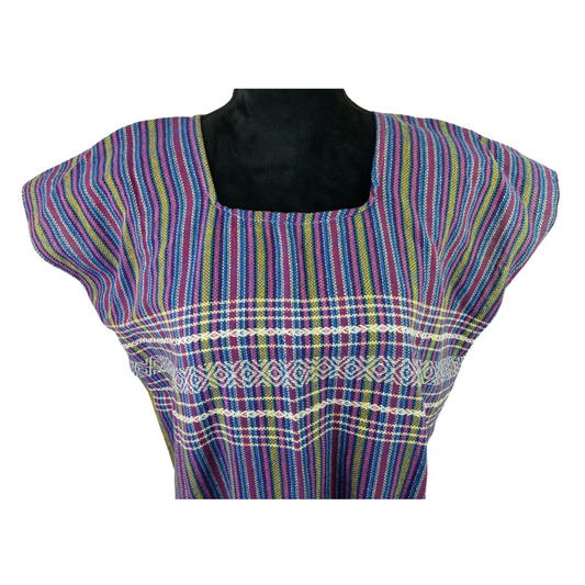 Blusa rayada, prenda fresca de algodón hecha en telar de pedal