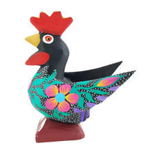 Cargar imagen en el visor de la galería, Alebrije oaxaqueño mediano, con forma de gallo, de madera de copal