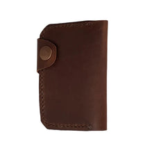 Cargar imagen en el visor de la galería, Tarjetero de piel costurado a mano con y sin broche