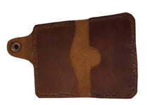 Cargar imagen en el visor de la galería, Tarjetero de piel costurado a mano con y sin broche