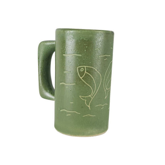 Taza alta de alta temperatura decorada con patrones lineales