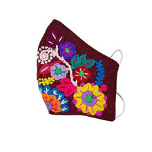 Cargar imagen en el visor de la galería, Cubrebocas chiapaneco otoño, con bordado de flores multicolor