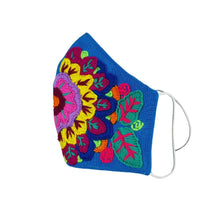 Cargar imagen en el visor de la galería, Cubrebocas chiapaneco otoño, con bordado de flores multicolor