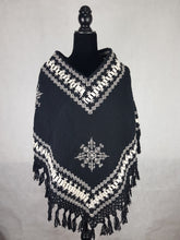 Cargar imagen en el visor de la galería, Quexquémetl, capita mediana de acrilán con bordado en punto de cruz o puntada antigua