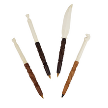 Cargar imagen en el visor de la galería, Pluma de madera con hueso de ganado tallado a mano en torno