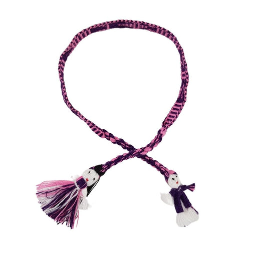 Pulsera tejida con hilo de algodón decorada con monitos