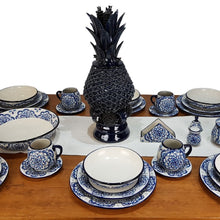 Cargar imagen en el visor de la galería, Vajilla mandala color azul para 8 y 4 personas, cerámica de alta temperatura