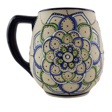 Cargar imagen en el visor de la galería, Tarro cervecero de cerámica Servín decorado a mano con mandalas