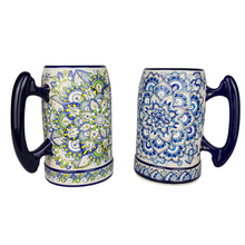 Cargar imagen en el visor de la galería, Tarro cervecero jumbo de cerámica Servin decorado a mano con mandalas