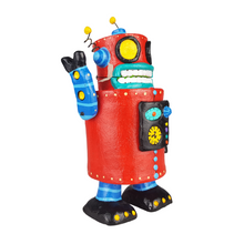 Cargar imagen en el visor de la galería, Alcancía robot con partes móviles elaborada en barro policromado frío