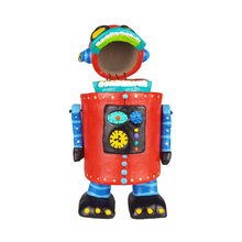 Cargar imagen en el visor de la galería, Alcancía robot con partes móviles elaborada en barro policromado frío