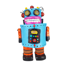 Cargar imagen en el visor de la galería, Alcancía robot con partes móviles elaborada en barro policromado frío