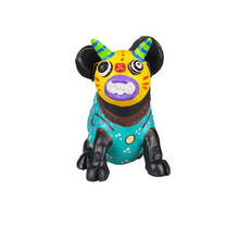 Cargar imagen en el visor de la galería, Alcancía de cerdito con máscara, tamaño chico elaborado en barro policromado frío