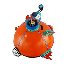 Cargar imagen en el visor de la galería, Alcancía submarino bola, tamaño grande elaborado en barro policromado frío